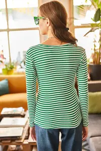Olalook Women's Thick Striped Grass Patchwork Camisole Blouse - Image 6