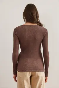 Olalook Women's Washed Bitter Brown Plaid Camisole Blouse - Image 2