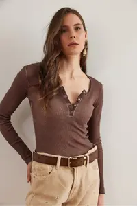 Olalook Women's Washed Bitter Brown Plaid Camisole Blouse - Image 6
