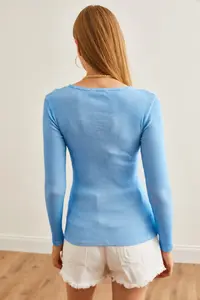 Olalook Women's Washed Baby Blue Plaid Camisole Blouse - Image 2