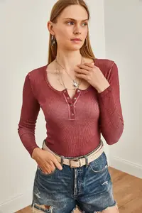 Olalook Women's Washed Claret Red Plaid Camisole Blouse - Image 3