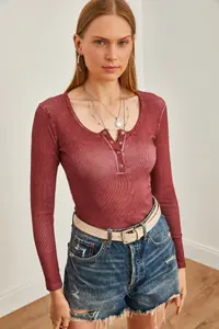 Olalook Women's Washed Claret Red Plaid Camisole Blouse - Image 6
