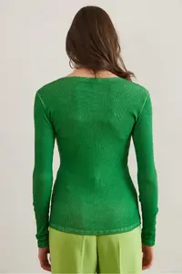Olalook Women's Washed Green Placket Camisole Blouse - Image 2