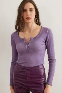 Olalook Women's Washed Lilac Patchwork Camisole Blouse - Image 3
