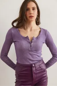 Olalook Women's Washed Lilac Patchwork Camisole Blouse - Image 4