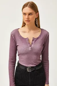 Olalook Women's Washed Purple Plaid Camisole Blouse - Image 3