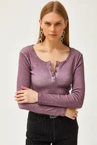 Olalook Women's Washed Purple Plaid Camisole Blouse - Image 4