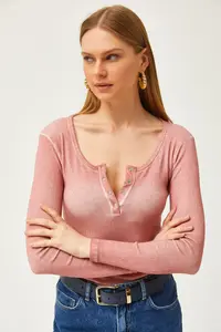 Olalook Women's Washed Salmon Patchwork Camisole Blouse - Image 5