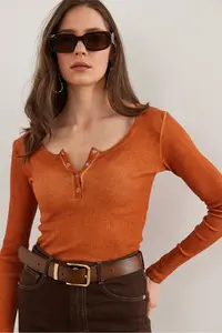 Olalook Women's Washed Tan Patchwork Camisole Blouse - Image 4