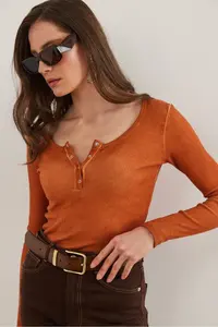 Olalook Women's Washed Tan Patchwork Camisole Blouse - Image 5