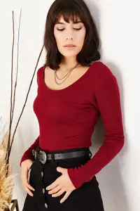 Olalook Women's Burgundy Wide Collar Camisole Blouse - Image 4