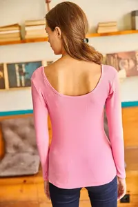 Olalook Women's Candy Pink Wide Collar Camisole Blouse - Image 5