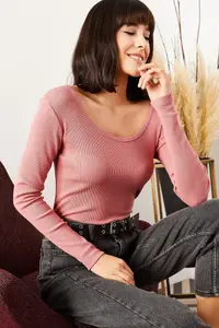 Olalook Women's Dusty Rose Wide Collar Camisole Blouse