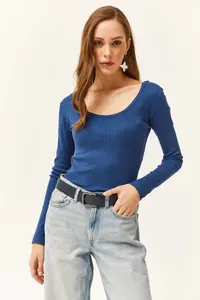 Olalook Women Indigo Wide Collar Camisole Blouse - Image 2