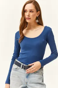 Olalook Women Indigo Wide Collar Camisole Blouse - Image 3