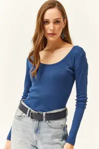 Olalook Women Indigo Wide Collar Camisole Blouse - Image 4