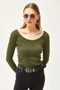 Olalook Women Khaki Wide Collar Camisole Blouse - Image 3