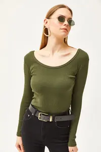 Olalook Women Khaki Wide Collar Camisole Blouse - Image 4
