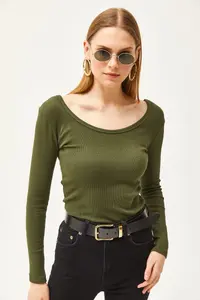 Olalook Women Khaki Wide Collar Camisole Blouse - Image 6