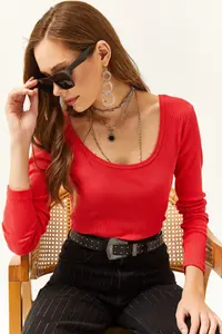 Olalook Women Pomegranate Blossom Wide Collar Camisole Blouse - Image 3