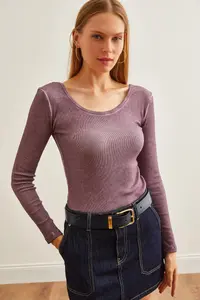 Olalook Women's Washed Claret Red Wide Collar Camisole Blouse