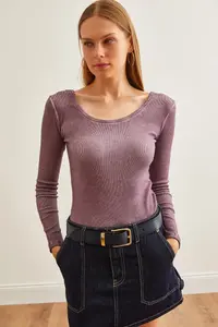 Olalook Women's Washed Claret Red Wide Collar Camisole Blouse - Image 2