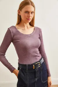 Olalook Women's Washed Claret Red Wide Collar Camisole Blouse - Image 4