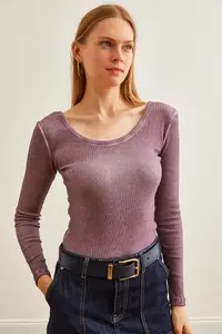 Olalook Women's Washed Claret Red Wide Collar Camisole Blouse - Image 5