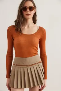Olalook Women's Washed Tan Wide Collar Camisole Blouse - Image 6