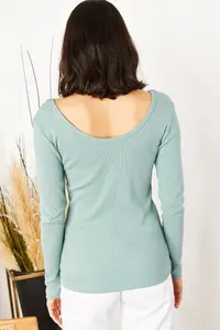Olalook Women's Water Green Wide Collar Camisole Blouse - Image 6