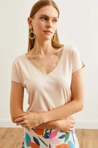 Olalook Women's Stone Collar Lace Casual Viscose Blouse - Image 5