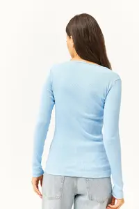Olalook Women's Baby Blue Collar Lace V-Neck Camisole Knitted Blouse - Image 5