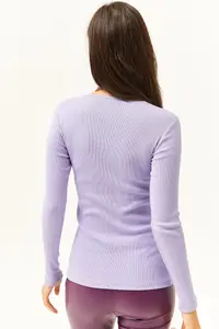 Olalook Women's Lilac Collar Lace V-Neck Camisole Knitted Blouse - Image 2