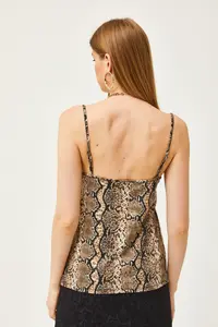 Olalook Women's Mink Snake Strap Adjustable Lace Draped Knitted Athlete Blouse - Image 2