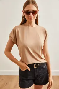 Olalook Women Camel Yarasa Knitting Viscon Blouse - Image 2