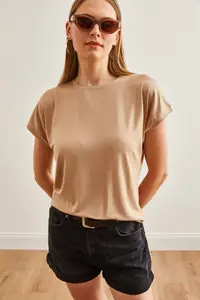 Olalook Women Camel Yarasa Knitting Viscon Blouse - Image 3