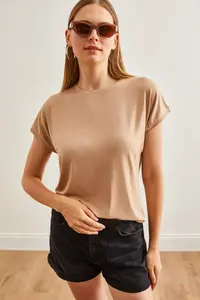 Olalook Women Camel Yarasa Knitting Viscon Blouse - Image 4