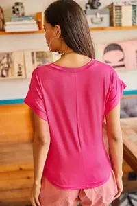 Olalook Women Fuchsia Yarasa Knitting Viscon Blouse Blouse - Image 5