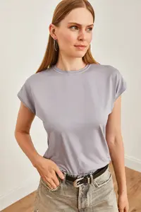 Olalook Women Gray Yarasa Knitting Viscon Blouse - Image 3
