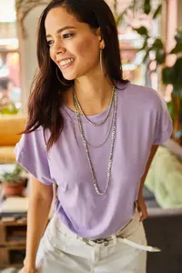 Olalook Women Lilac Yarasa Knitting Viscon Blouse Blouse - Image 2