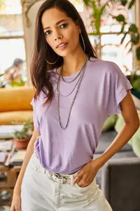 Olalook Women Lilac Yarasa Knitting Viscon Blouse Blouse - Image 4
