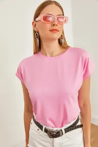 Olalook Women Pink Yarasa Knitting Viscon Blouse