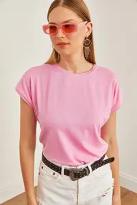 Olalook Women Pink Yarasa Knitting Viscon Blouse - Image 2