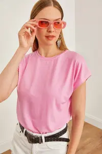 Olalook Women Pink Yarasa Knitting Viscon Blouse - Image 3