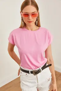 Olalook Women Pink Yarasa Knitting Viscon Blouse - Image 4