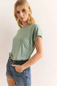 Olalook Women's Green Bat Knitted Viscose Blouse - Image 4