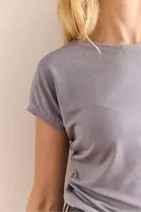 Olalook Women Smoke Gray Yarasa Knitting Viscon Blouse - Image 5