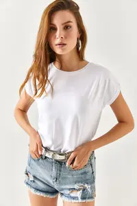 Olalook Women White Yarasa Knitting Viscon Blouse - Image 2