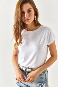 Olalook Women White Yarasa Knitting Viscon Blouse - Image 4