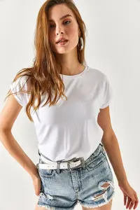 Olalook Women White Yarasa Knitting Viscon Blouse - Image 5